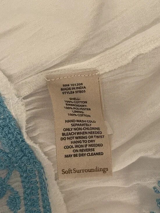 Soft Surroundings Juniper PLUS 1X Embroidery Gauze 3/4 Sleeve Dress Beach Boho - Picture 14 of 14